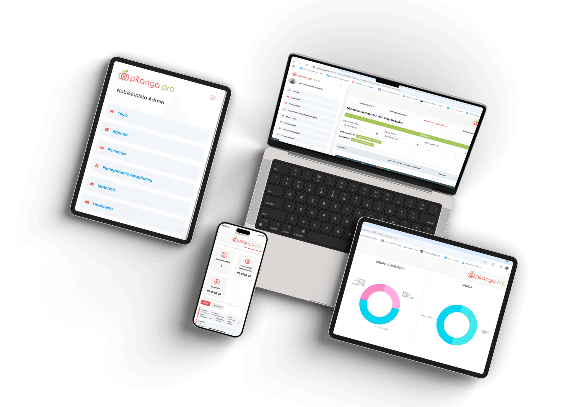 Plataforma Pitanga Pro em notebook, tablets e celular